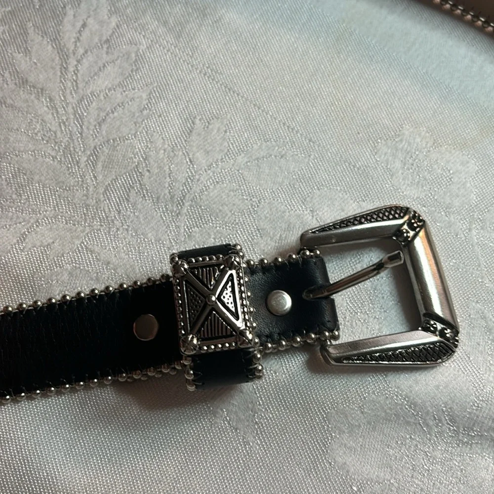 Cache Western Black Silver Bling Belt NWOT M